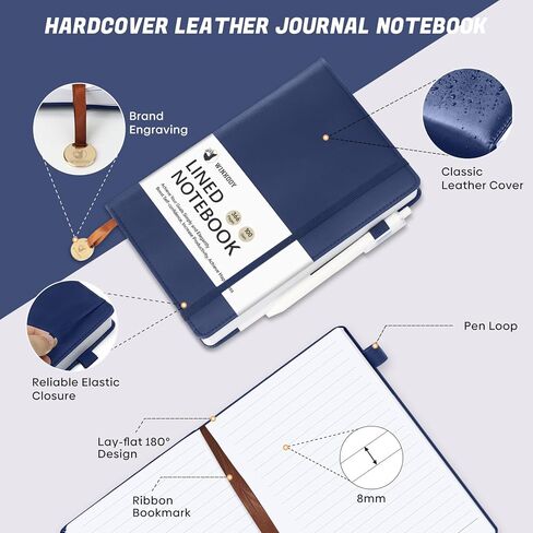 Lined Journal Notebook, 366 Pages, 100Gsm Leather Hardcover Journals for Writing Thick A5 College Ruled Classic Notebook with Pen Loop, Daily Journal for Women Men Travel Business Work Office in Kuwait