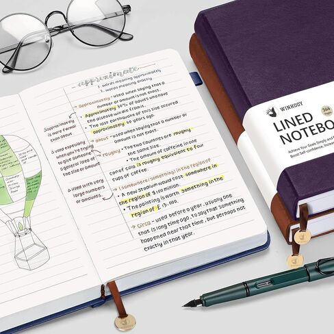 Lined Journal Notebook, 366 Pages, 100Gsm Leather Hardcover Journals for Writing Thick A5 College Ruled Classic Notebook with Pen Loop, Daily Journal for Women Men Travel Business Work Office in Kuwait