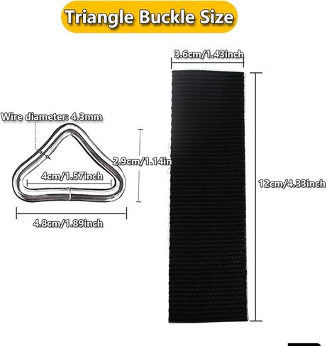 Trampoline Triangle Buckle Stainless Steel Triangle Rings Buckle 1.57" Loop Ring V-rings Straps with Spring Tool in Kuwait