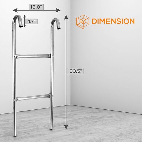 سلم أمان للوصول إلى الترامبولين في الهواء الطلق من SereneLife - سلم تسلق الترامبولين من الفولاذ المجلفن المقاوم للطقس بخطوتين، موديلات الترامبولين الخارجية SLTRA10BL وSLTRA10PNK SLTRALDR، من الفولاذ المقاوم للصدأ in Kuwait