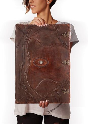 TUZECH Cutomizable Hocus Pocus Book of Spells، مجلة جلدية، مجلة العين الثالثة، حافة سطح الورق، مجلة Grimoire، كتاب عتيق من الظلال، سبعة شقرا، تعويذة عتيقة، مشبك قفل، دفتر ساحرة (5 × 7) in Kuwait