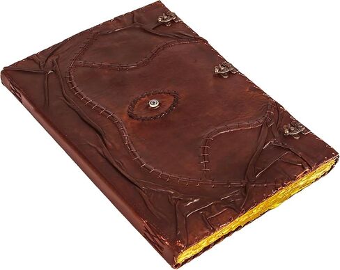 TUZECH Cutomizable Hocus Pocus Book of Spells، مجلة جلدية، مجلة العين الثالثة، حافة سطح الورق، مجلة Grimoire، كتاب عتيق من الظلال، سبعة شقرا، تعويذة عتيقة، مشبك قفل، دفتر ساحرة (5 × 7) in Kuwait