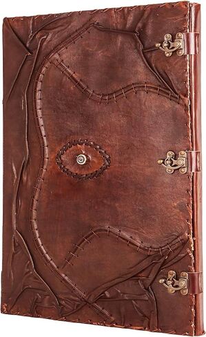 TUZECH Cutomizable Hocus Pocus Book of Spells، مجلة جلدية، مجلة العين الثالثة، حافة سطح الورق، مجلة Grimoire، كتاب عتيق من الظلال، سبعة شقرا، تعويذة عتيقة، مشبك قفل، دفتر ساحرة (5 × 7) in Kuwait