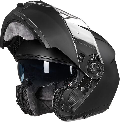 ILM Adult Motorcycle Modular Full Face Helmet Flip up Dual Visor DOT Approved Model 159(Matte Black,Large) in Saudi Arabia