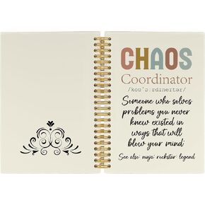 Chaos Coordinator Journal Notebook - Inspirational Office Notebooks College Ruled for Work, Thank You Gift for Coworker, Office Back to School Supplies, Hardcover Spiral Notebook 5.5"x8.3"