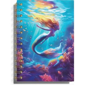 Mermaid Notebook - Mermaids Gifts Women Journal, Mermaid Gifts Spiral Notebook, Mermaid Gifts Ocean Decor Journal, 5.5x8.3 Inches