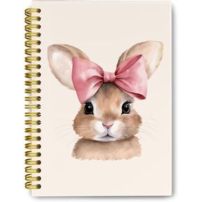 Coquette Pink Bows Animal Notebook, Aesthetic Composition Notebook, Rabbit Spiral Hardcover Notebook, College School Supplies, Cute Notebooks for School, Notebooks College Ruled 5.5 x 8.3
