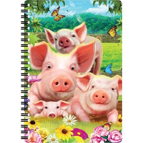 Notebook - Pig Pen from Deluxebase. 80 Page Lined Lenticular 3D Pink Pig Notebook. 8.5 x 5.5 in. Superb school or work stationery with artwork licensed from artist Michael Searle