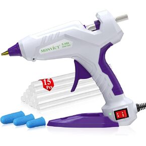 MONVICT Cordless Hot Glue Gun Kit, USB-C Rechargeable Mini Pink Glue Gun with 40 Pcs Premium Glue Sticks, 10 Pcs Craft sticks, Carrying Case, Smart Power-Off Hot Melt Glue Gun for DIY Craft Gift
