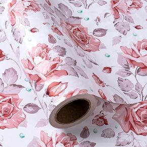 WRAPAHOLIC Jumbo Floral Wrapping Paper Roll - 30 Inch x 33 Feet - Spring Summer Garden Flower Design Perfect for Wedding, Bridal Shower, Birthday, Baby Shower