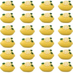 الليمون الاصطناعي Yyangz 24pcs أصفر مسطح كابوشونات الليمون فاكهة مصغرة فن الغذاء الفنية DIY SCRABKING زخرفة الشعر in Kuwait