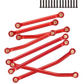Chassis Links Suspension Links Upgrades for 1/18 TRX4M,Aluminum Alloy 8PCS Chassis Links Suspension Links Hop-Up,Red
