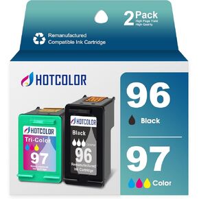 96 and 97 Ink Cartridge Replacement for hp Ink 96 97 for hp 96 Ink cartrisge Black for hp Deskjet 6940 Ink Cartridge 6980 6988 Printer (1 Black 1 Tri-Color)