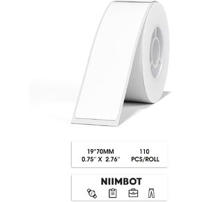 NIIMBOT D101 Label Maker Tape D101 Adapted Label Print Paper, Self-Adhesive Labeling Tape Replacement 25 X 70mm Thermal Label Tape for Home Office, 95 Labels/Roll, White