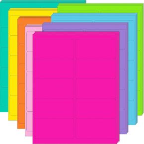 yshihe 2 "× 4" ملصقات الملصقات الملونة 8 ألوان ملصقات متحركة مشرق 24 ورقة ، 240 ملصقات لطابعة الليزر/النبر ، لاصق دائم