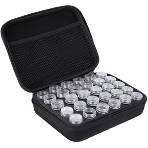 Joyzan Embroidery Diamond Storage Box ، 30 مقصورات فتحات بوضوح حاويات تخزين الختم مزدوجة منظم حالة DIY Art Craft Diamonds Bead (Black)