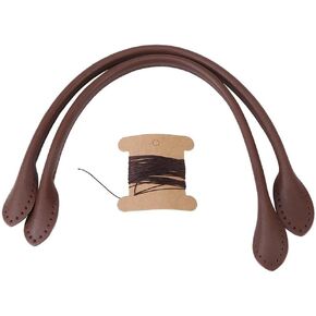 2Pcs Genuine Leather Bag Straps Handle Leather Purse Handles Replacement with Thread for DIY Hand Accessories.(Black Brown Beige)(Brown)