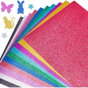 BigOtters 28 Sheets 10 Colors Glitter Cardstock, A4 Sparkly Paper for Arts and Crafts, 250GSM