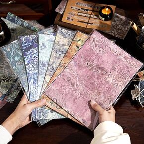Maxleaf Vintage Background Paper, 120 Sheets Traditional Gorgeous Leaves Flowers Decorations Paper, Retro Floral Background Paper for Journaling Scrapbooking Letter Gift Wrap Decoration