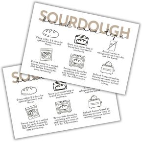 Sourdough Bread Care Instruction Cards | 30pk 4x6" Storage Tips Labels Stickers Starter How to Packing Bakers Client Cinnamon Roll Business