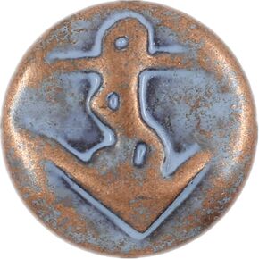 Bezelry 12 Pieces Embossed Anchor Metal Shank Buttons. 20mm (3/4 inch) (Copper Pastel Blue)
