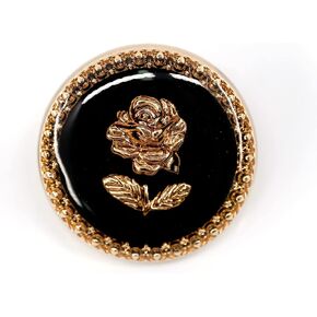 20 pcs Elegant Black Enamel Rose Sewing Metal Shank Buttons for Coats -23mm -7/8"