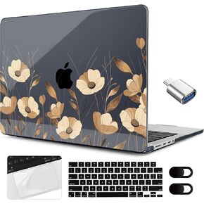 MEEgoodo for M4 MacBook Pro 14 inch Case 2024 2023 2021, Laptop Hard Shell Cases Fit Model A3112/A3401/A3185/A2918/A2992/A2779/A2442 for M3 M2 M1 Pro/Max,Beautiful Fantasy Flower