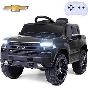 Kimbosmart المرخصة Chevrolet Kids Car ، السيارات الكهربائية للأطفال ، وسيارات الأطفال للقيادة ، وأضواء LED ، وموسيقى MP3 ، وتخزين الظهر ، وركوب الشاحنة ، وركوب الألعاب ، والسيارات الكهربائية للأطفال ، والأسود