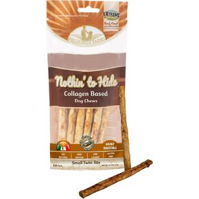 Fieldcrest Farms Nothin' to Hide Twist Stix Dog Chews - Natural Rawhide Alternative Treats for Dogs, Collagen Based Snack for Moderate Chewers Up to 15lbs, Allergen-Free Peanut Butter Flavor, 10 Pcs