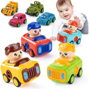 4 Pack Press and Go Cars للأطفال الصغار ، سيارات لعبة الرسوم المتحركة ، وهي مثالية للأطفال الصغار الذين تتراوح أعمارهم بين 1-3 سنوات ، للبنين والبنات (هدية مع سيارات التراجع)