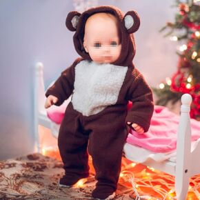 THE QUEEN'S TREASURES 15 Inch Doll Clothes Designed for Use with Bitty Baby Dolls, Soft Brown and White Teddy Bear Cub Sleeper Pajamas, Compatible with American Girl's Bitty Baby Twins.