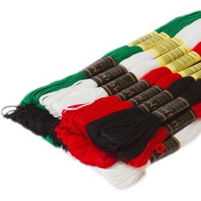 Pack of 50 Popular Colours Premium Embroidery Thread | 100% Egyptian Cotton Premium Skeins | Cross Stitch Embroidery Floss | Oeko TEX Certified| (24, 24 Skeins Red)