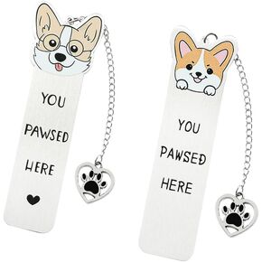 10 Styles Dog Bookmarks - Stainless Steel Hollow Dog Paw Bookmark, You Pawsed Here Book Mark Gifts for Women Men Book & Dog Lover (Goldendoodle)