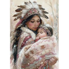 5D Diamond Art Painting Kits Beautiful Native American Woman Holding DIY Round Full Drill Diamond Paint by Diamond Number Kits for Beginners Crystal Cross Stitch Wall Decoration 30x40cm(3)