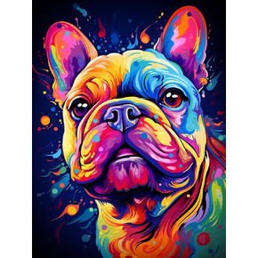 Funny Color French Bull Dog Diamond Art Painting Kits for Adults 5D Diamond Art Easy for Beginner Round Full Drill Cross Stitch Mosaic Gems Craft for Hobby and Home Decor 30x40cm(a1)