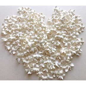 ICRAFY 150 pcs. White Tiny Die Cut Petal Flower Mulberry Paper Artificial Craft Embellishment 150 Pcs. Size 15 mm. (White)