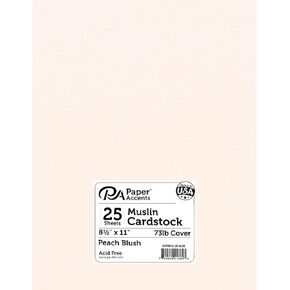 PA Paper Accents Textured Cardstock 8.5" x 11" Peach Blush, 73lb Colored cardstock Paper for Card Making, Scrapbooking, Printing, Quilling and Crafts, 25 Piece Pack