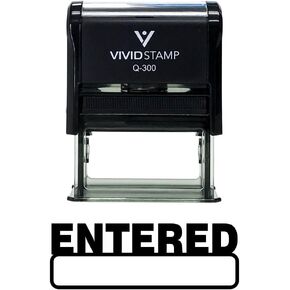 Basic Entered Self Inking Rubber Stamp (Red Ink) - Medium
