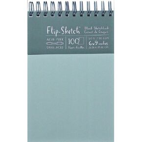 Global Art 960030 6-Inch by 9-Inch Flip Sketch Wire Bound Blank Sketchbook, Mist, 100 Pages