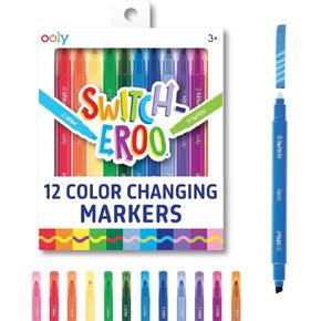 Ooly 12 Pack Sparkle Switch-eroo Color Changing Markers, Double Ended Chisel Tip Color Change Markers for Art Supplies, Drawing and Stationery Sets