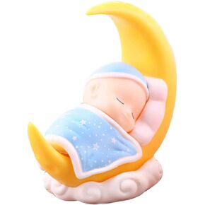 Toyvian Sleeping Baby Cake Topper Figurine Cake Topper Car Dashboard Ornaments DIY Crafts Mini Baby Figurine Baby Shower Birthday Party Decoration for Nursery Room Ca, Blue