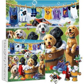 PICKFORU Dog Puzzles for Adults 1000 Pieces, Funny Animals Jigsaw Puzzles Golden Retriever, Difficult Puppy Puzzle as Wall Decor