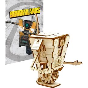 Borderlands Claptrap 3D Wood Puzzle & Model Figure Kit (68 Pcs) with Exclusive Poster - Build & Paint A 3-D Video Game Movie Replica Robot Toy, No Glue Required - Easter Basket Gift for Teens, Adults