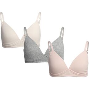 Danskin Girls' Training Bras - 3 Pack/6 Pack Molded Microfiber A-Cup Bra with J Hook Straps - No Wire Bra for Girls (30A-36A)