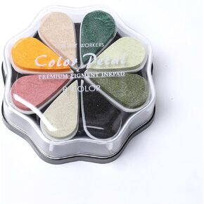 Gripebao 8 Colors Petal Ink Pad for Rubber Stamps, Washable Rainbow Stamp Pad, Colored Craft Ink Pads for Stamping, Card Making, Scrapbook, Finger Print Ink Pads for Paper Wood Fabric DIY, 1025