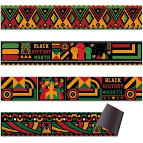 RELITHICK 24 PCS HISTER BLACK MANTER BULLETIN BORDER KENTE CLOTH PATTIONS CLASSROOR BROARD AFRICAN American Festival Bulletin Trim for Party Decorations ، 11.81 'X 1.97' ' in Kuwait