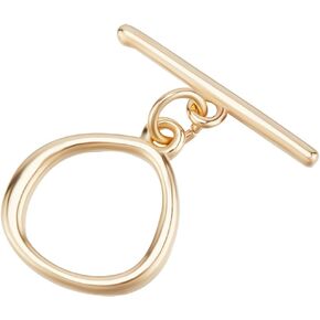 Beebeecraft 1 Box 2 Colors 12Pcs Gold Toggle Jewelry Clasps 24K Gold Plated Round Ring Toggle T Bar Clasps for Jewelry Making Necklace Bracelet Earring Connectors DIY Crafts 16x14mm