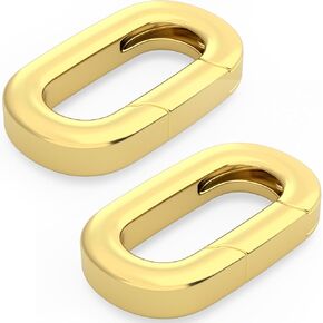 2Pcs 18K Gold Filled Oval Clasps Tiny Necklace Shortener Enhancer Closures Bracelet Carabiner Clips Christmas Wedding Connector Rings for Jewelry Making Women
