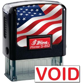 Shiny Void Stamp Self Inking Rubber Stamp, 1/2" by 1-1/2" Impression Area, Red Ink, Refillable