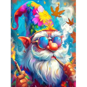 MBNTJHT DIY Gnome Diamond Painting Kits for Adults,Gnome Full Drill Diamond Art Kits for Adults Beginners,5D Round Drill Gem Art for Home Wall Decor 12X16 Inch.